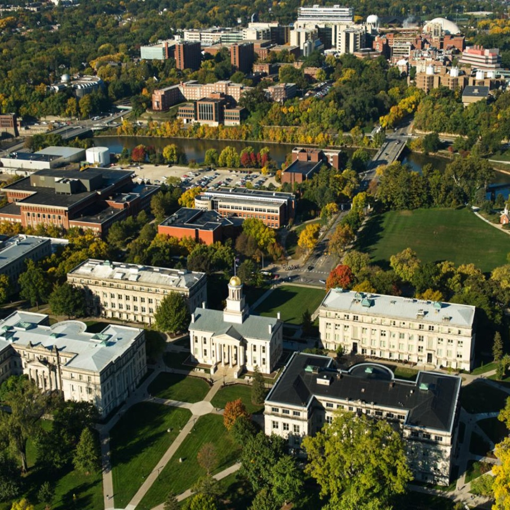 An aerial view of Iowa City